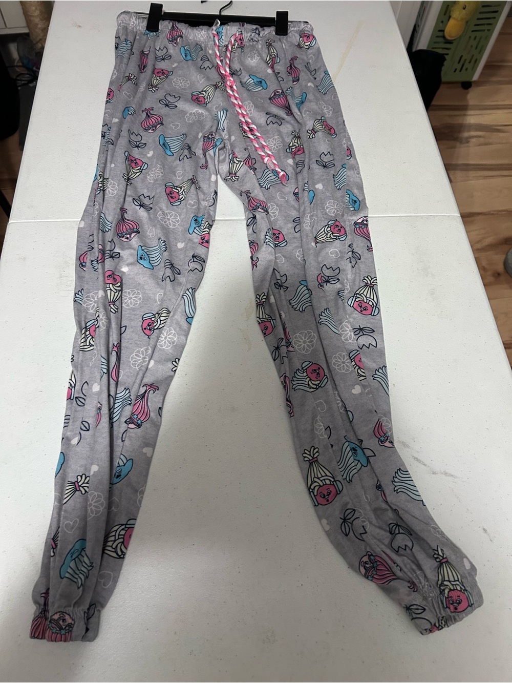 Women’s Gray Print Pajama Pants - Pink & Blue Accents